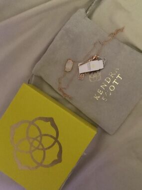 Kendra Scott Rose Gold Necklace with White Druzy Pendant
